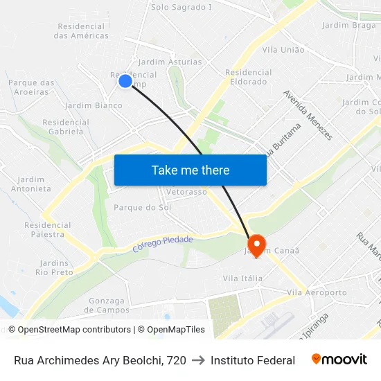 Rua Archimedes Ary Beolchi, 720 to Instituto Federal map