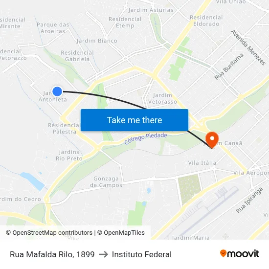 Rua Mafalda Rilo, 1899 to Instituto Federal map