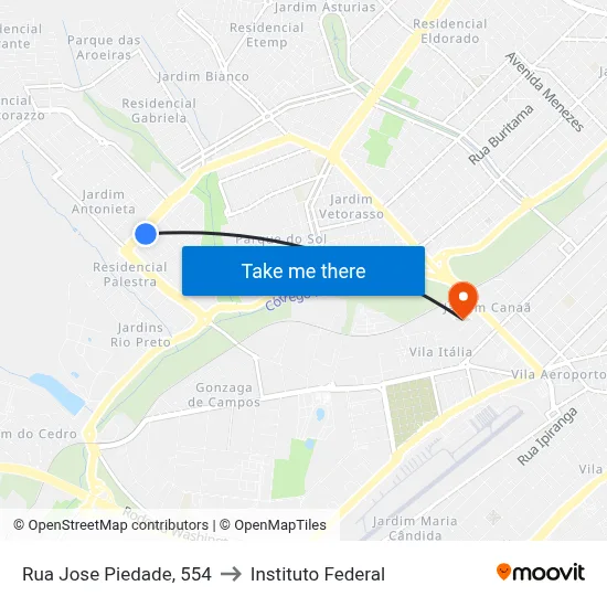 Rua Jose Piedade, 554 to Instituto Federal map