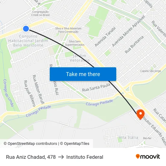 Rua Aniz Chadad, 478 to Instituto Federal map