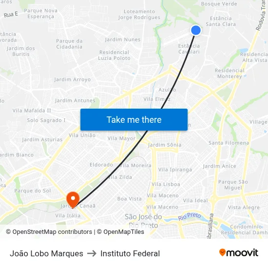 João Lobo Marques to Instituto Federal map