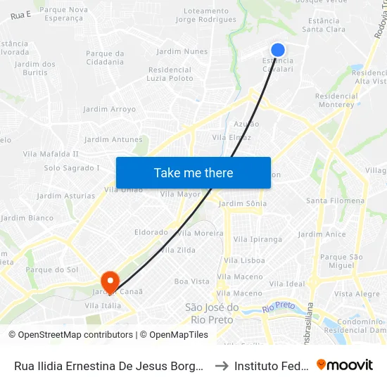 Rua Ilidia Ernestina De Jesus Borges, 406 to Instituto Federal map