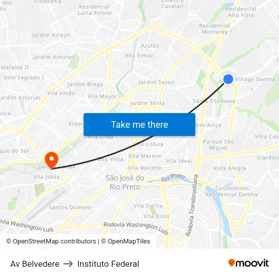 Av Belvedere to Instituto Federal map