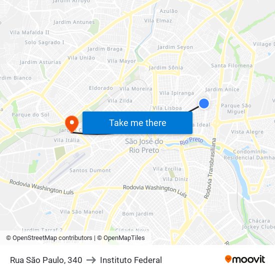 Rua São Paulo, 340 to Instituto Federal map