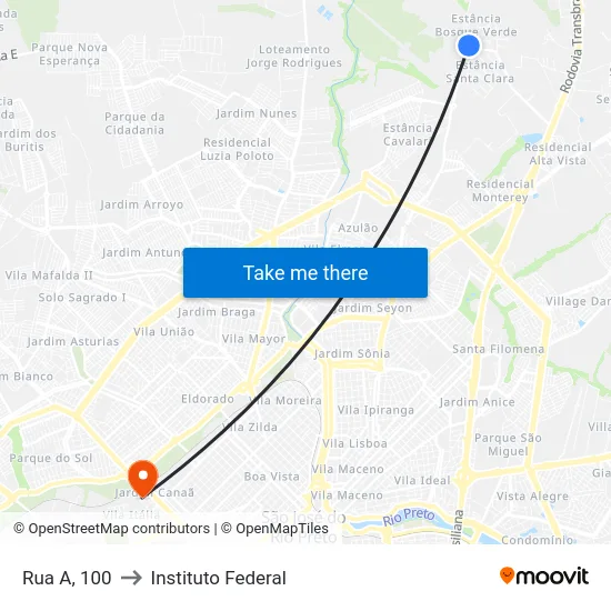 Rua A, 100 to Instituto Federal map
