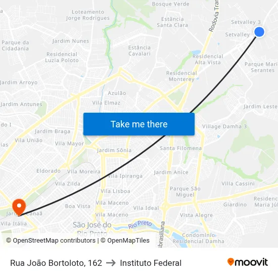 Rua João Bortoloto, 162 to Instituto Federal map