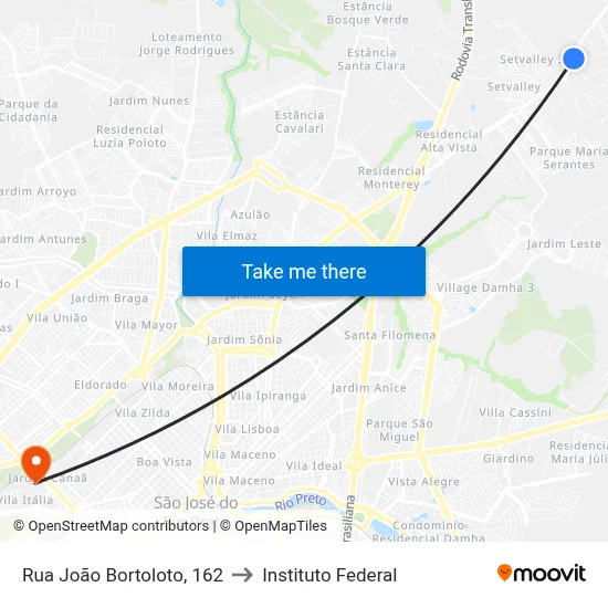 Rua João Bortoloto, 162 to Instituto Federal map