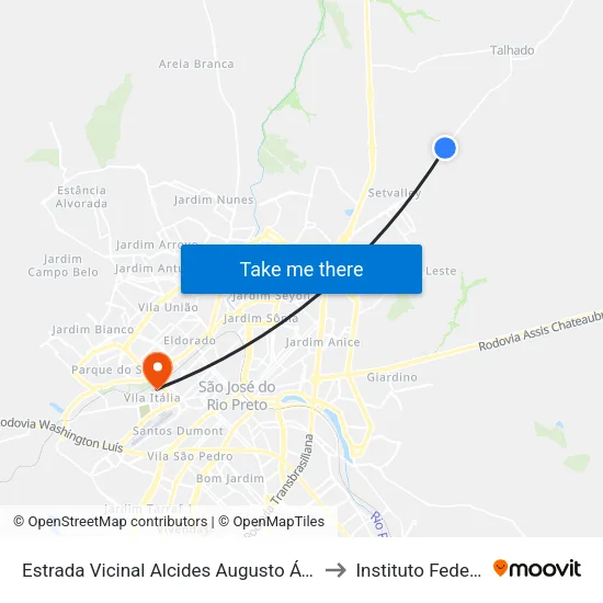 Estrada Vicinal Alcides Augusto Ávila to Instituto Federal map
