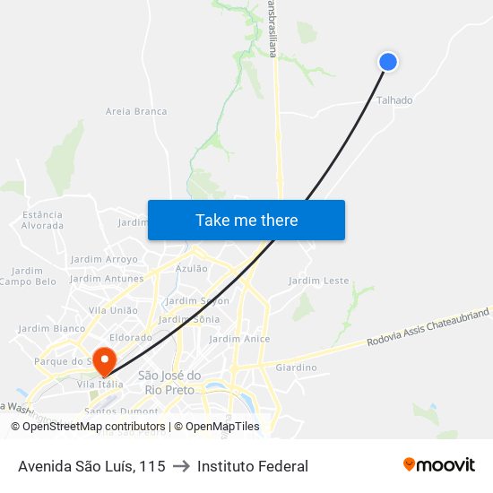 Avenida São Luís, 115 to Instituto Federal map