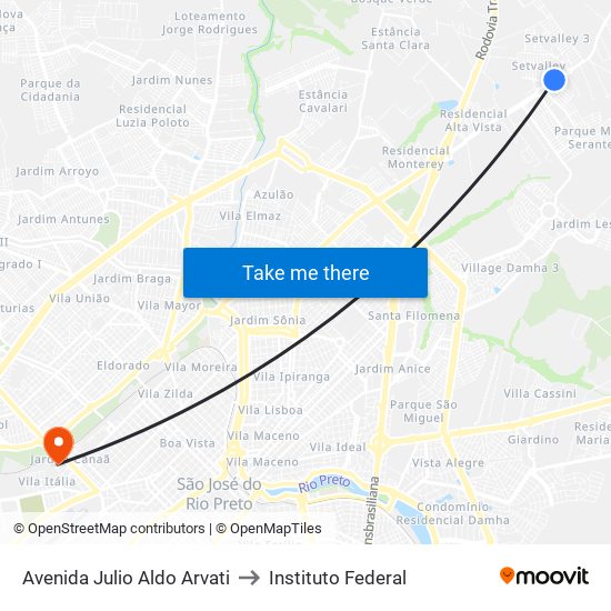 Avenida  Julio Aldo Arvati to Instituto Federal map