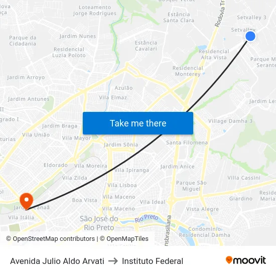 Avenida  Julio Aldo Arvati to Instituto Federal map