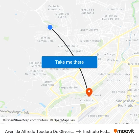 Avenida Alfredo Teodoro De Oliveira, 78 to Instituto Federal map