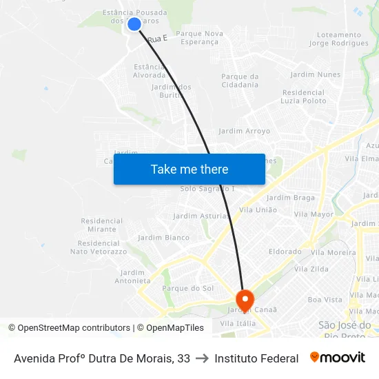 Avenida Profº Dutra De Morais, 33 to Instituto Federal map