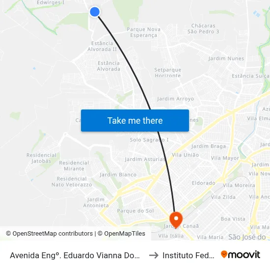 Avenida Engº. Eduardo Vianna Dom, 103 to Instituto Federal map