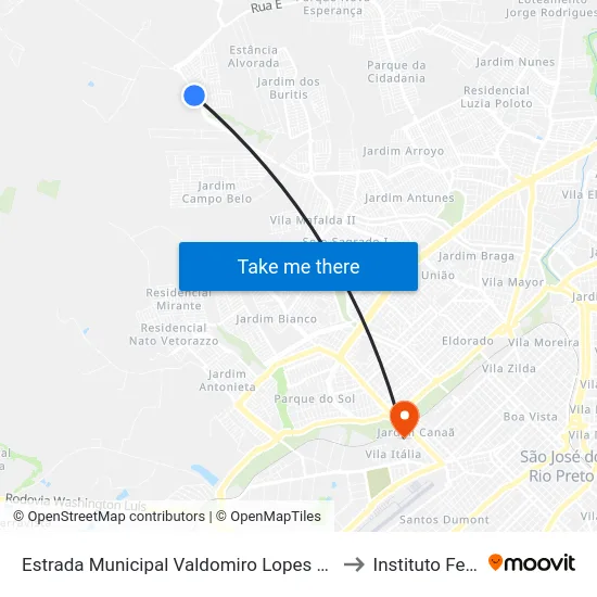 Estrada Municipal Valdomiro Lopes Da Silva, 20 to Instituto Federal map