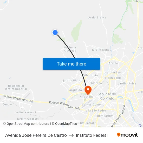 Avenida José Pereira De Castro to Instituto Federal map