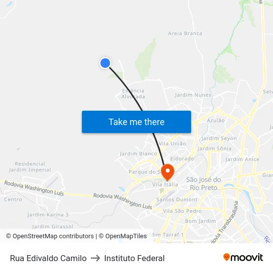 Rua Edivaldo Camilo to Instituto Federal map