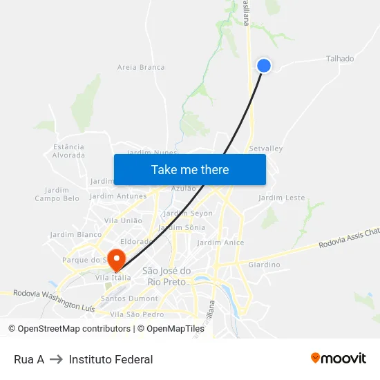 Rua A to Instituto Federal map