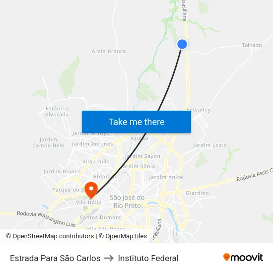 Estrada Para São Carlos to Instituto Federal map