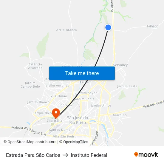 Estrada Para São Carlos to Instituto Federal map