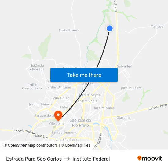 Estrada Para São Carlos to Instituto Federal map