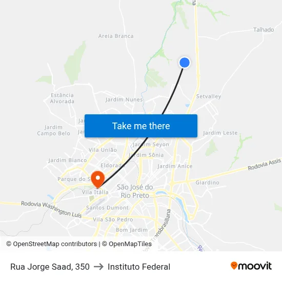 Rua Jorge Saad, 350 to Instituto Federal map