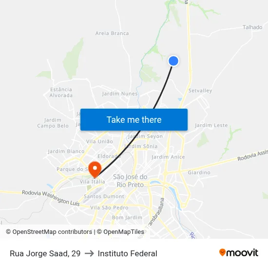 Rua Jorge Saad, 29 to Instituto Federal map