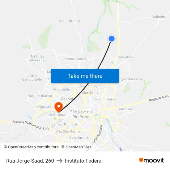 Rua Jorge Saad, 260 to Instituto Federal map