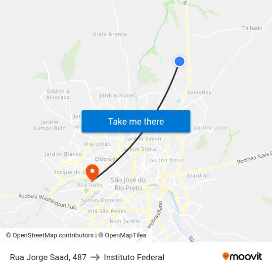 Rua Jorge Saad, 487 to Instituto Federal map