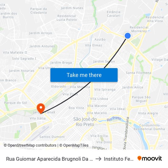 Rua Guiomar Aparecida Brugnoli Da Silva, 324 to Instituto Federal map