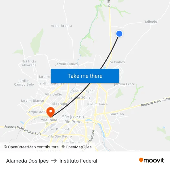 Alameda Dos Ipês to Instituto Federal map
