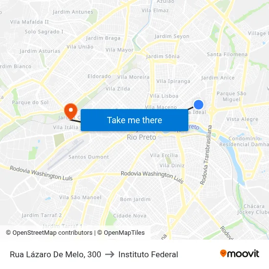 Rua Lázaro De Melo, 300 to Instituto Federal map