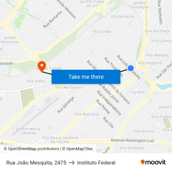 Rua João Mesquita, 2475 to Instituto Federal map