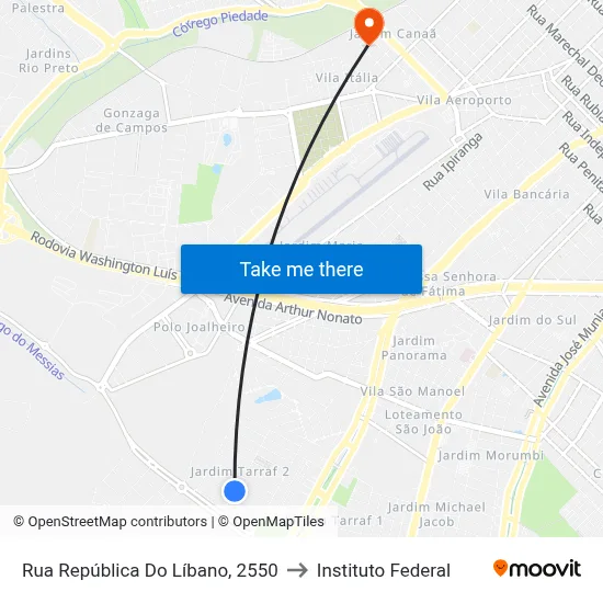 Rua República Do Líbano, 2550 to Instituto Federal map