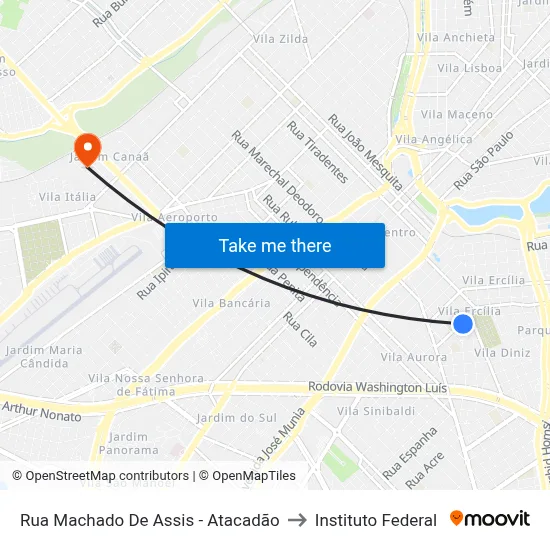 Rua Machado De Assis - Atacadão to Instituto Federal map