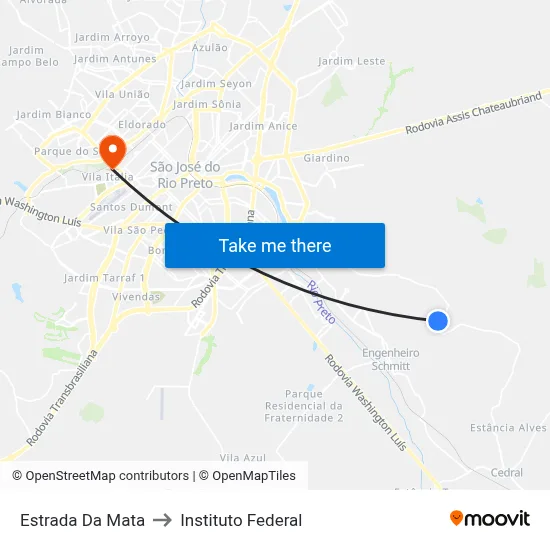 Estrada Da Mata to Instituto Federal map
