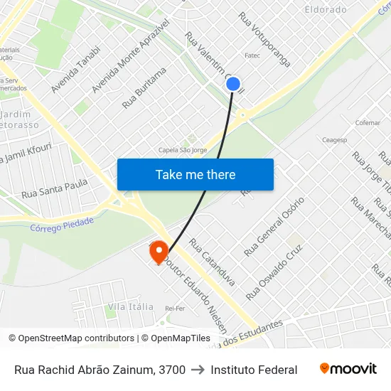 Rua Rachid Abrão Zainum, 3700 to Instituto Federal map