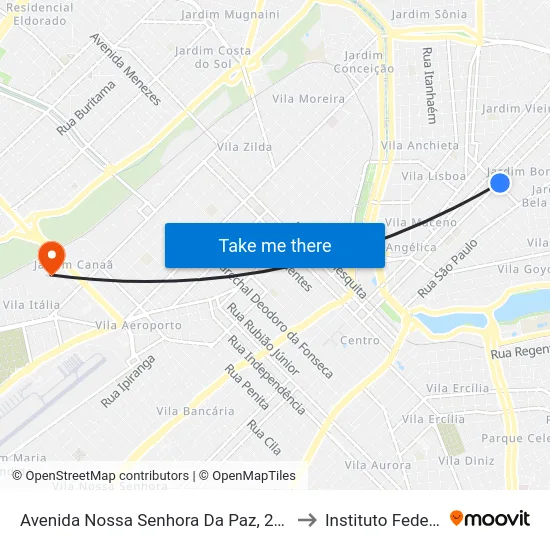 Avenida Nossa Senhora Da Paz, 2090 to Instituto Federal map
