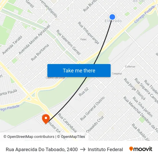 Rua Aparecida Do Taboado, 2400 to Instituto Federal map