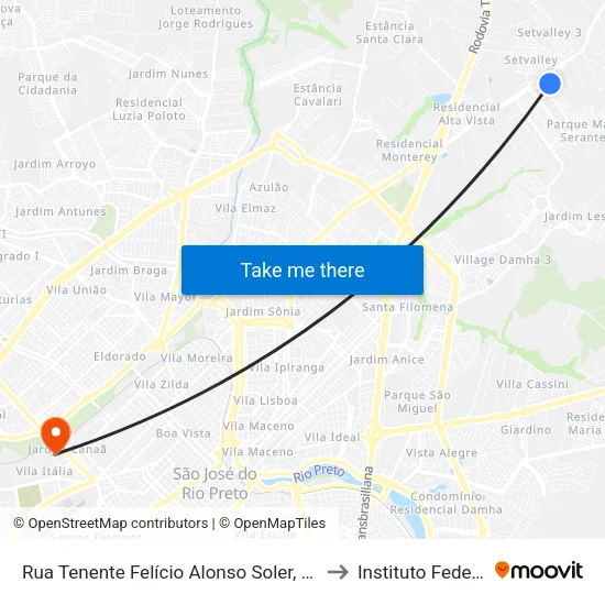 Rua Tenente Felício Alonso Soler, 216 to Instituto Federal map