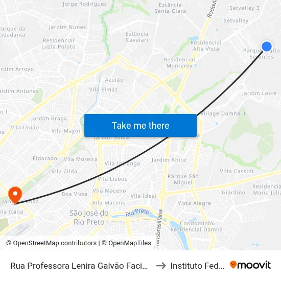 Rua Professora Lenira Galvão Facio, 1456 to Instituto Federal map