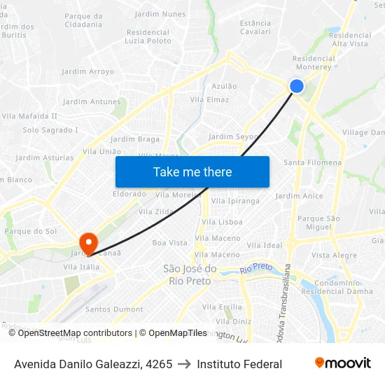 Avenida Danilo Galeazzi, 4265 to Instituto Federal map