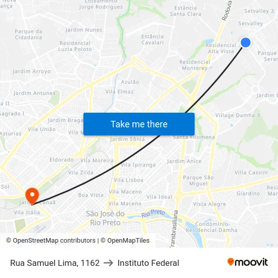 Rua Samuel Lima, 1162 to Instituto Federal map