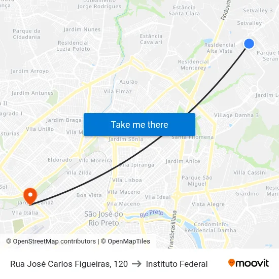 Rua José Carlos Figueiras, 120 to Instituto Federal map
