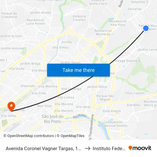 Avenida Coronel Vagner Targas, 1031 to Instituto Federal map