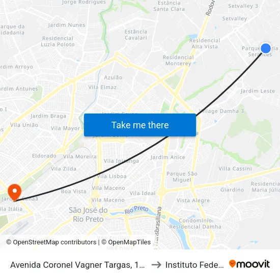 Avenida Coronel Vagner Targas, 1412 to Instituto Federal map