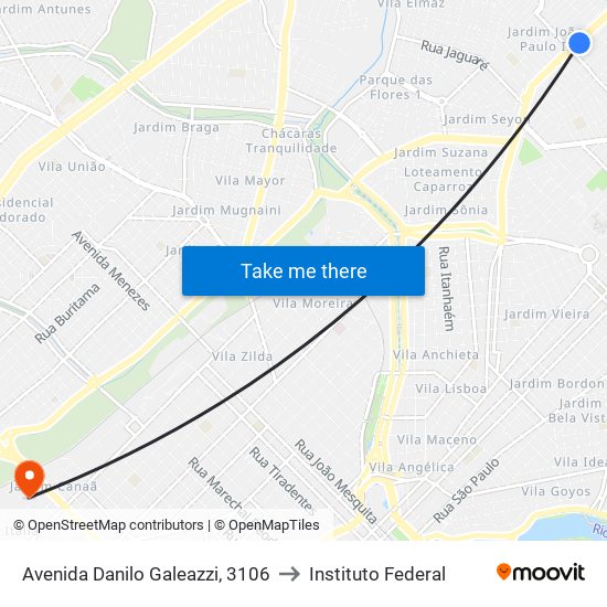 Avenida Danilo Galeazzi, 3106 to Instituto Federal map