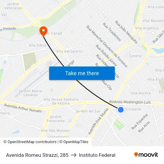 Avenida Romeu Strazzi, 285 to Instituto Federal map