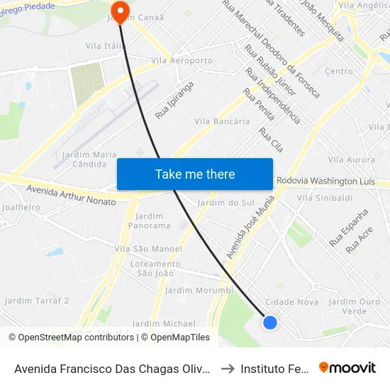 Avenida Francisco Das Chagas Oliveira, 2455 to Instituto Federal map