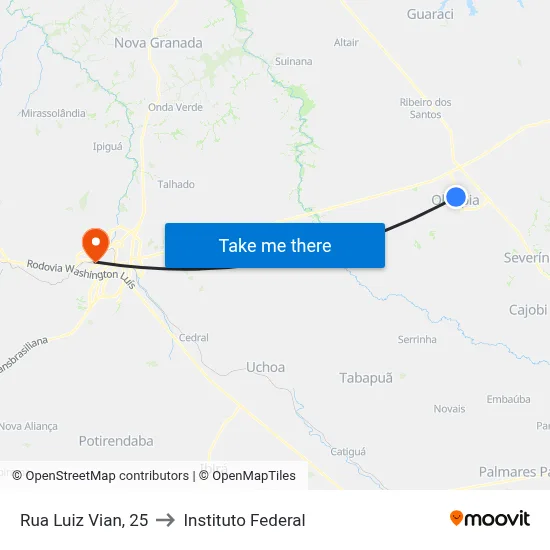 Rua Luiz Vian, 25 to Instituto Federal map